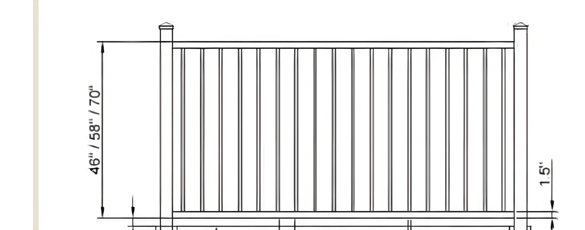 Diagramme technique de la clôture ornementale BASALT-F1 aux lignes épurées