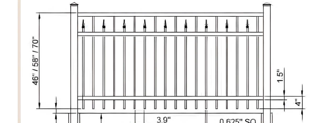 Diagramme technique de la clôture ornementale ONYX-F2 variante Darwin