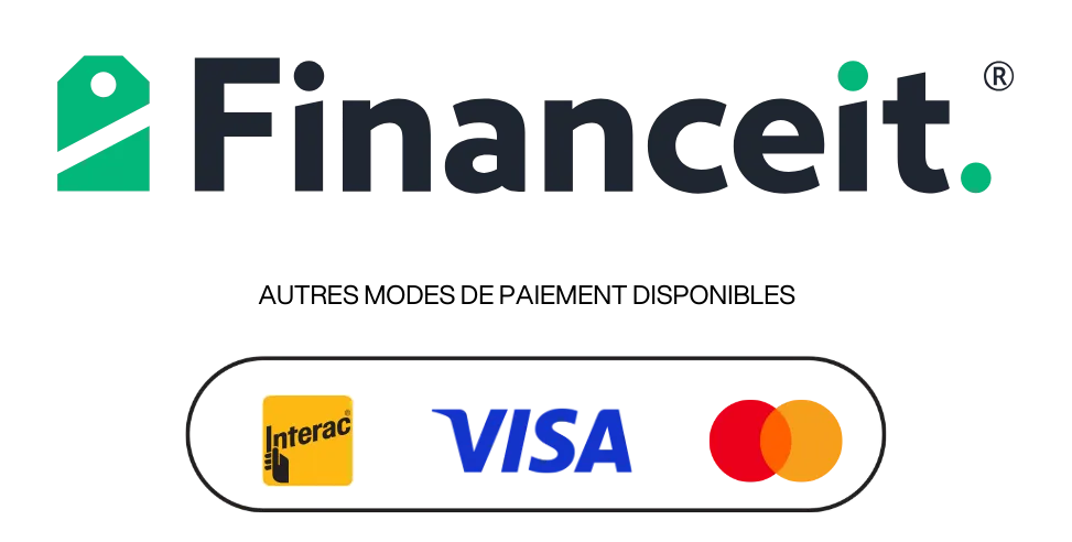 Logo Financeit avec modes de paiement Interac, Visa et Mastercard