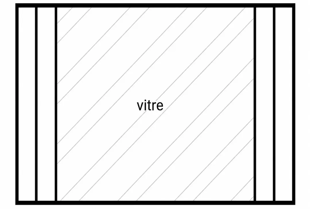 Schéma de montage LM Pure, Option 3, panneau de verre avec montants latéraux doubles